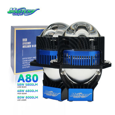 Masters A80 Lens LED Laser/Hi/Lo Beam 85W 8500 Lumens 3 inci Proyektor laser ganda
